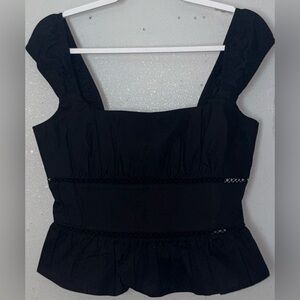 NWT Wild Fable Women's Cap Sleeve Smocked Squareneck Peplum Milkmaid Top M